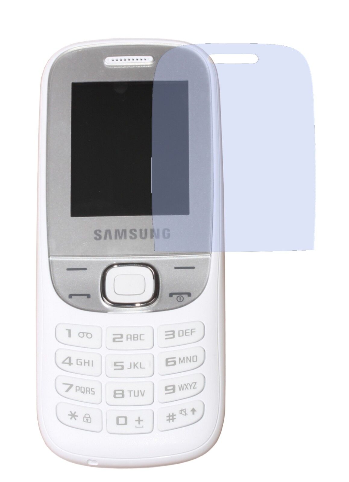 E2200Samsung mit aufgebrachter dipos Displayschutzfolie, die lästige Fingerabdrücke minimiert