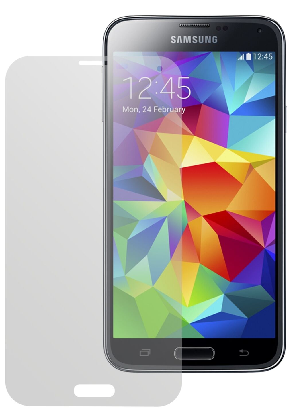 Galaxy S5Samsung mit aufgebrachter dipos Displayschutzfolie, die lästige Fingerabdrücke minimiert