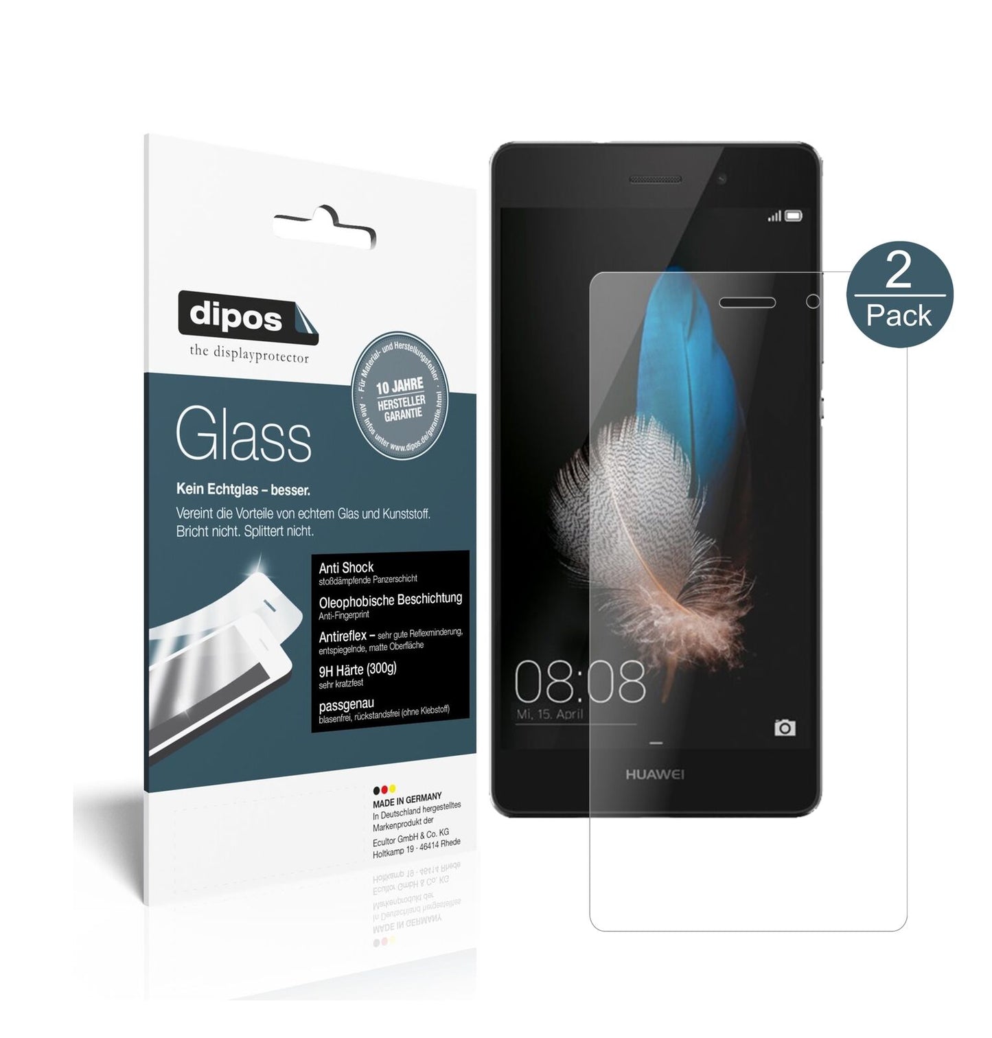 1x 9H Schutzfolie matt für Huawei P8 Lite Panzerfolie