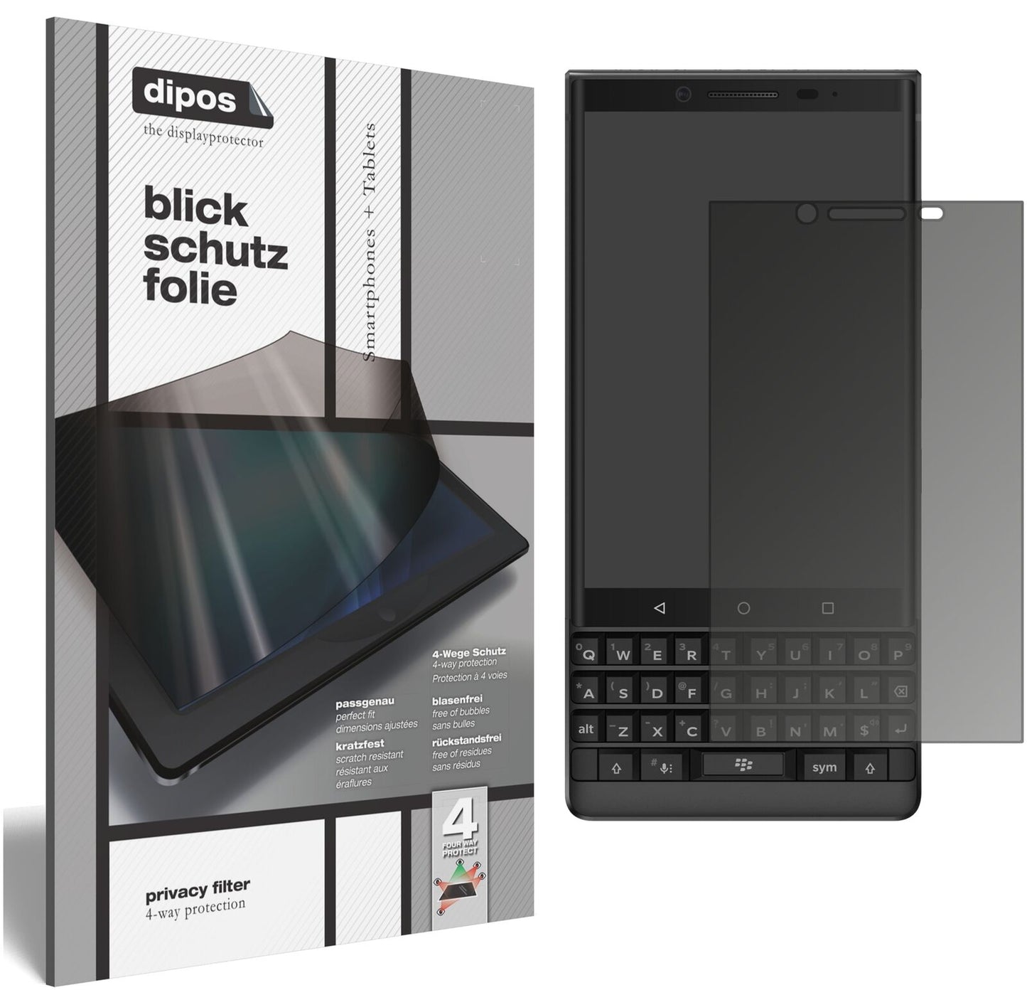 Blickschutzfolie für Blackberry Key 2 matt Schutzfolie Privacy