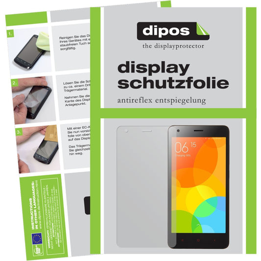 Matte Displayschutzfolie von dipos passend für Redmi 2 Xiaomi, präziser Zuschnitt und blasenfrei montiert