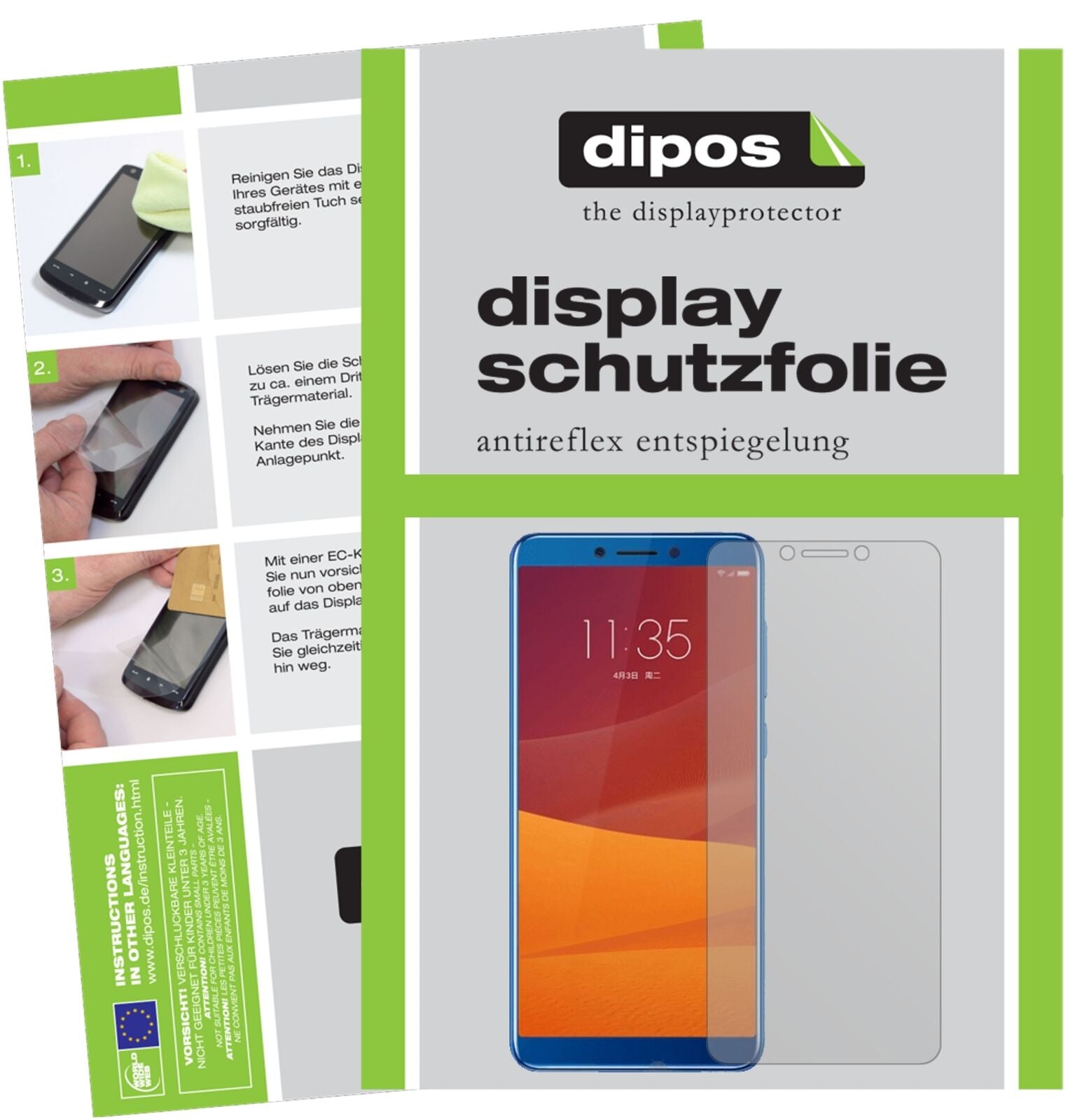 LenovoK5 (2018) mit aufgebrachter dipos Displayschutzfolie, die lästige Fingerabdrücke minimiert