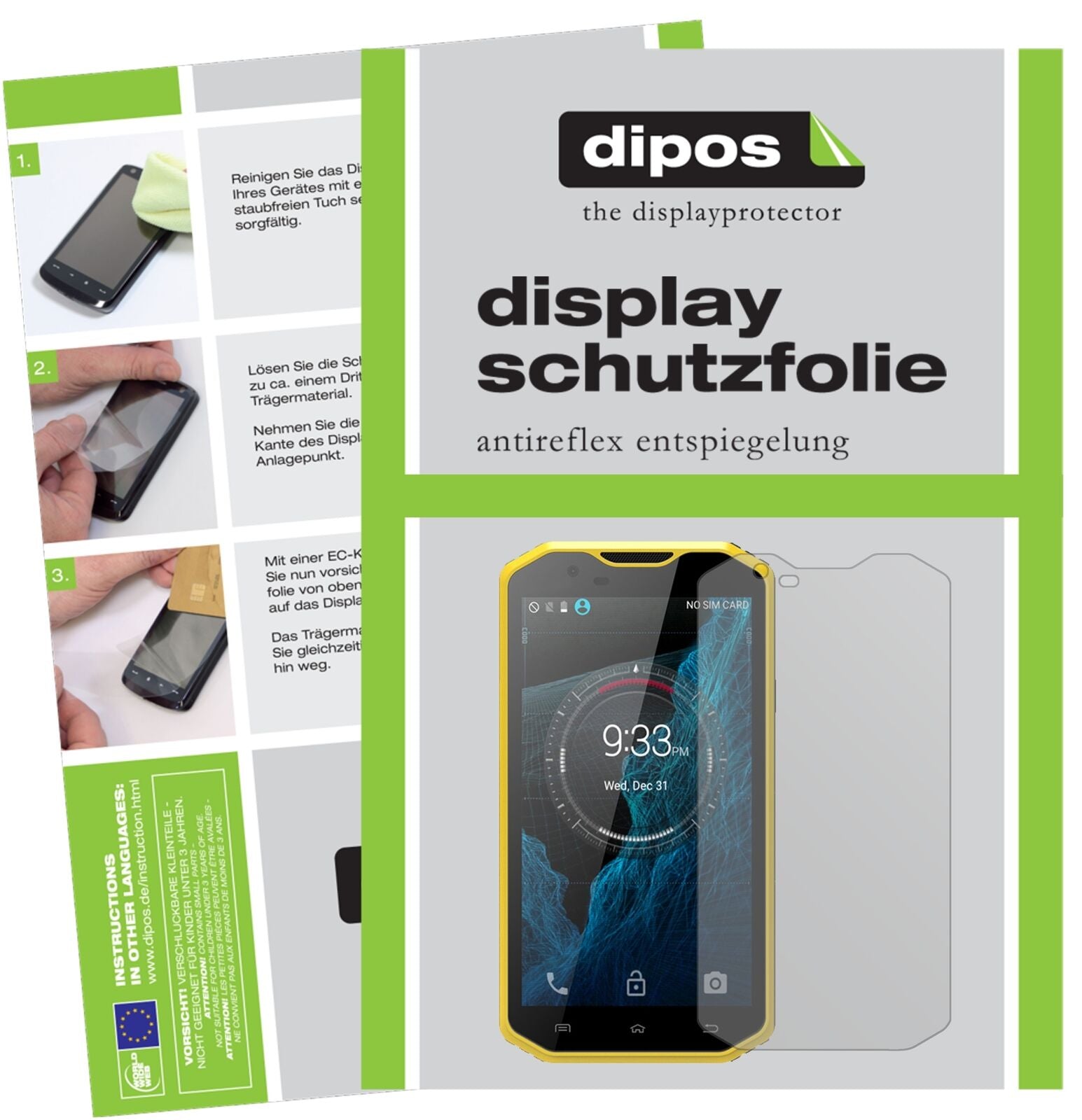 KenxindaW8 mit aufgebrachter dipos Displayschutzfolie, die lästige Fingerabdrücke minimiert