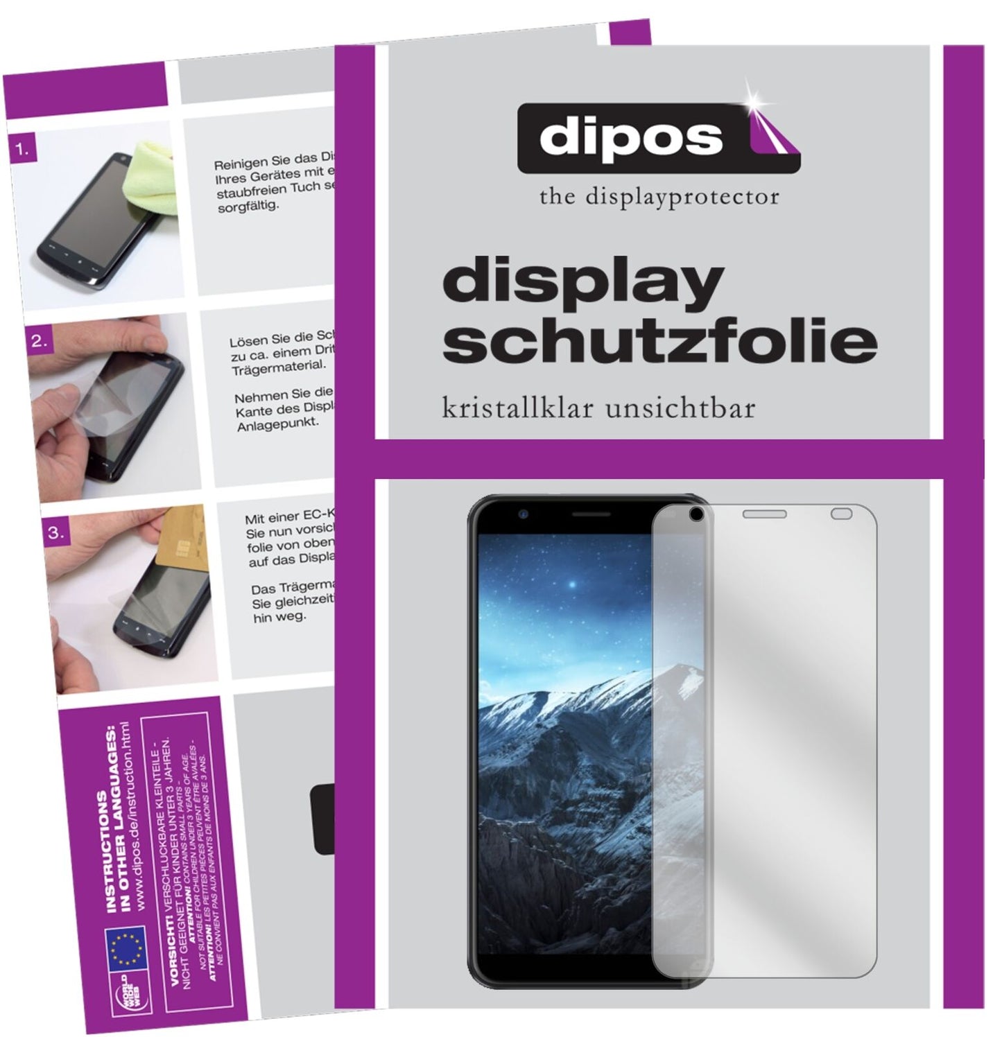 KonkaD8 mit aufgebrachter dipos Displayschutzfolie, glasklare Darstellung ohne Einschränkungen