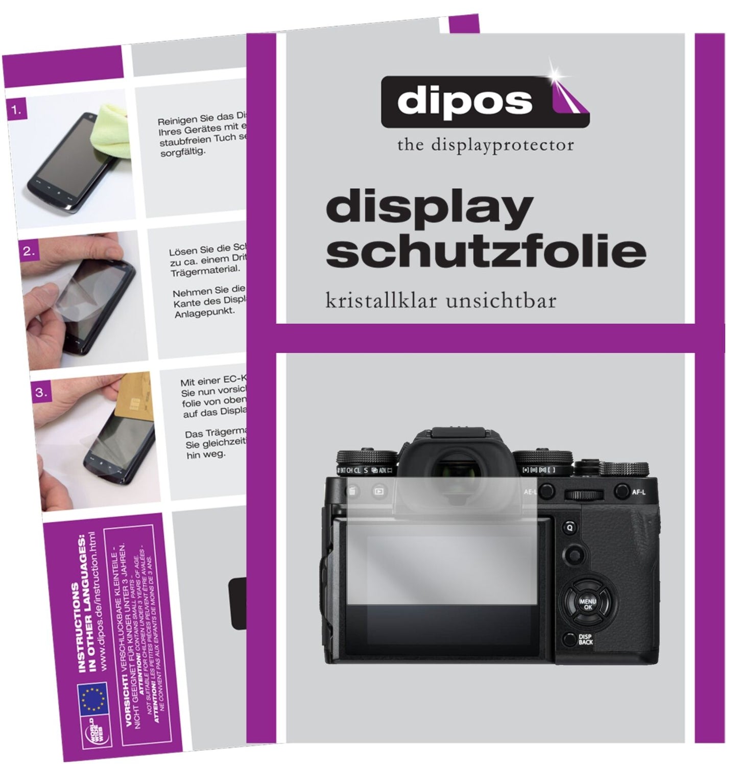 5x Schutzfolie klar für Fujifilm X-T3 Display-Schutzfolie