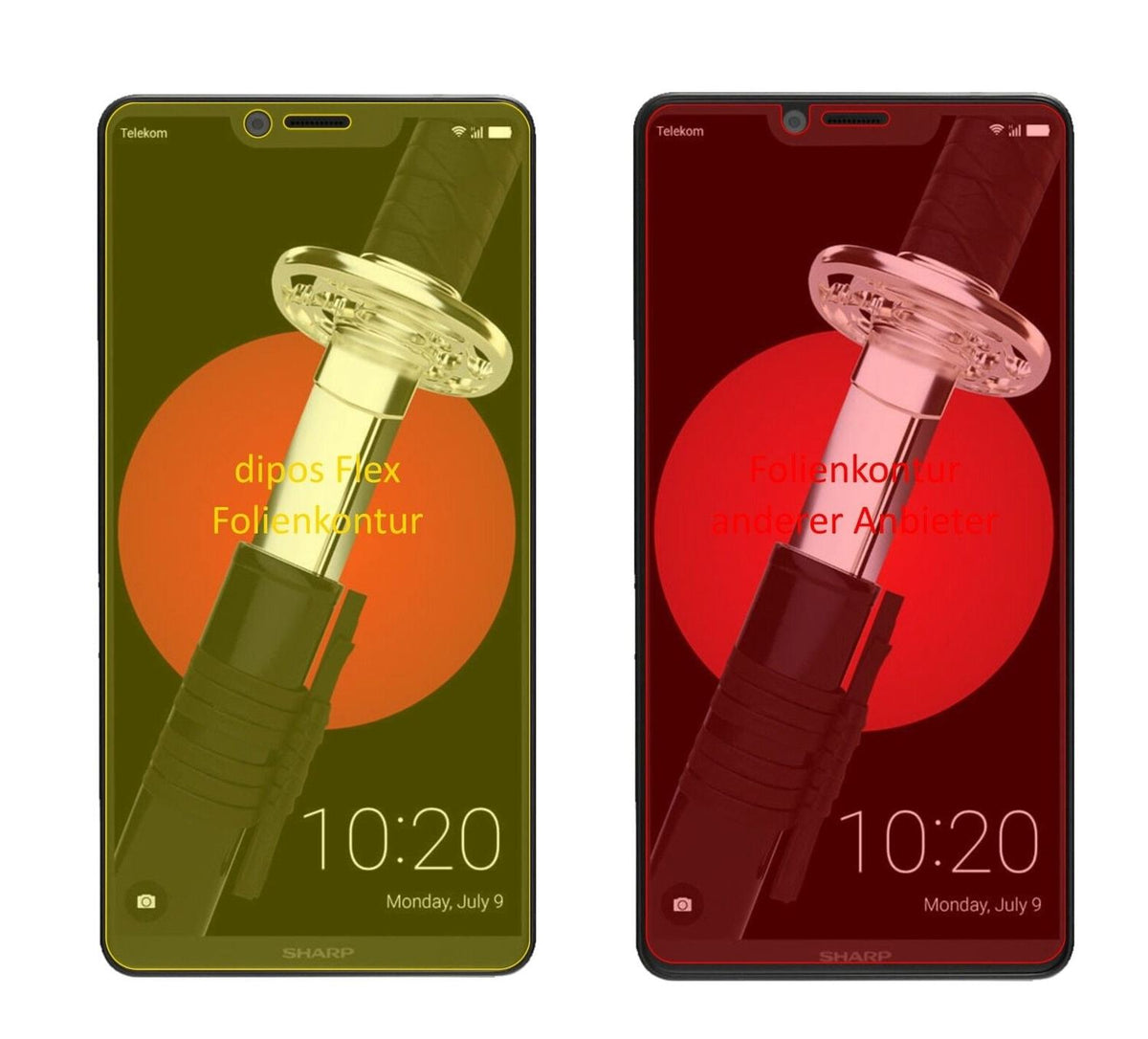 2x 3D Full Cover Schutzfolie für Sharp Aquos D10