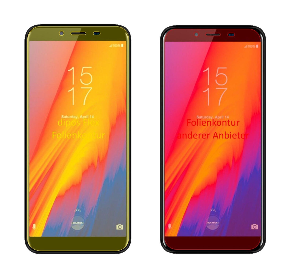 2x 3D Full Cover Schutzfolie für HomTom S99