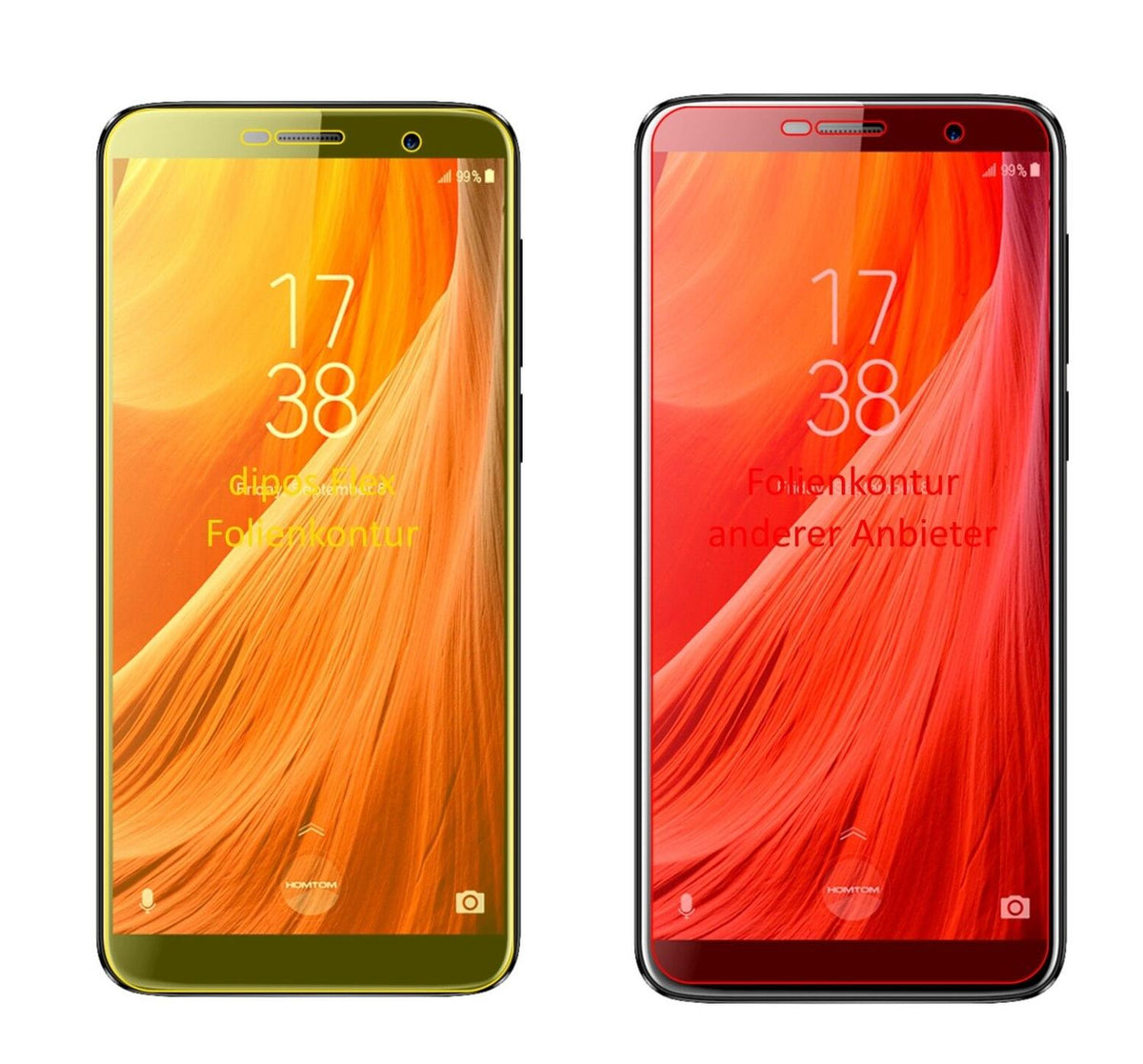 2x 3D Full Cover Schutzfolie für HOMTOM S7