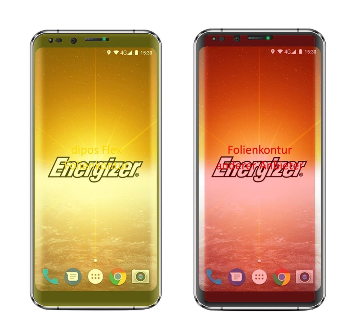 2x 3D Full Cover Schutzfolie für Energizer Powermax P600S