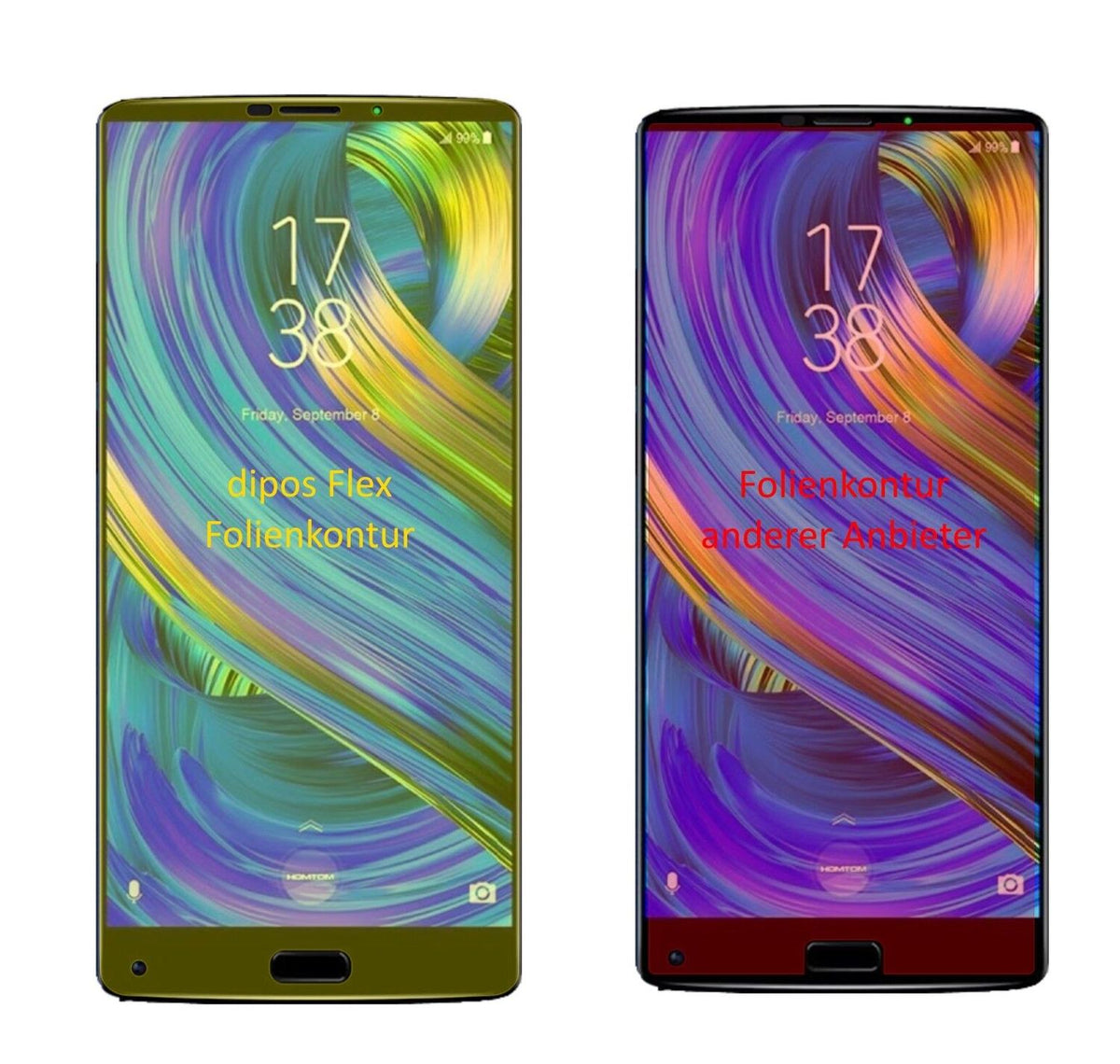 2x 3D Full Cover Schutzfolie für HOMTOM S9 Plus