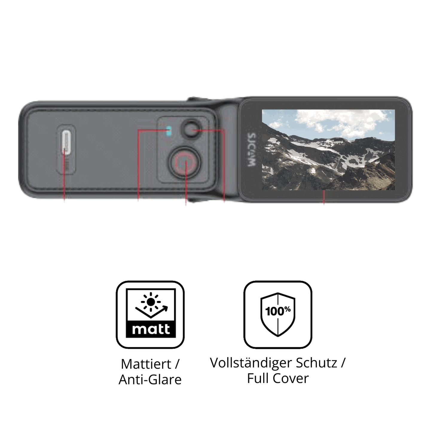 Flexible TPU-Folie passend zugeschnitten für SJCAM C400, vollständige Abdeckung