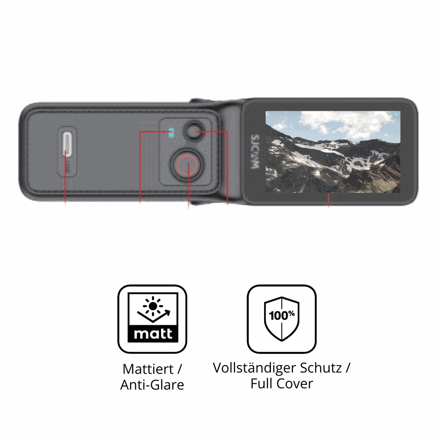 Flexible TPU-Folie passend zugeschnitten für SJCAM C400, vollständige Abdeckung