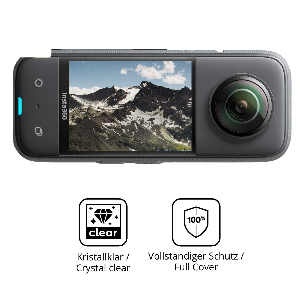 Dünne und klare Folie passend zugeschnitten für Insta360 X3