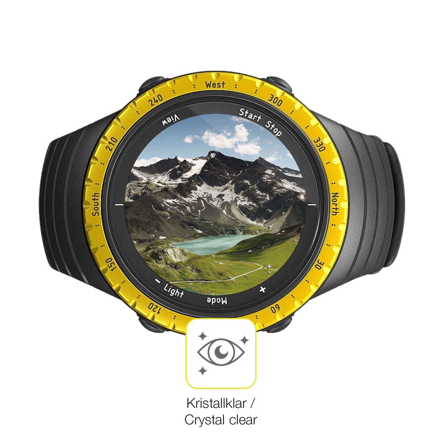 Dünne und klare Folie passend zugeschnitten für Suunto Core Black Yellow