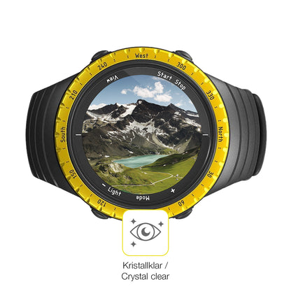 Dünne und klare Folie passend zugeschnitten für Suunto Core Black Yellow
