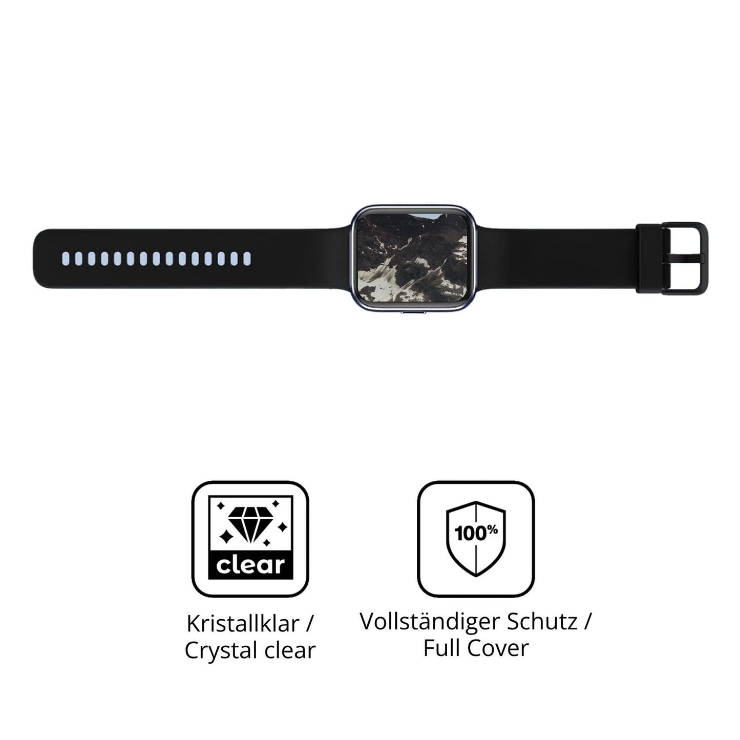 Dünne und klare Folie passend zugeschnitten für Tensky Smartwatch 1.85 Zoll