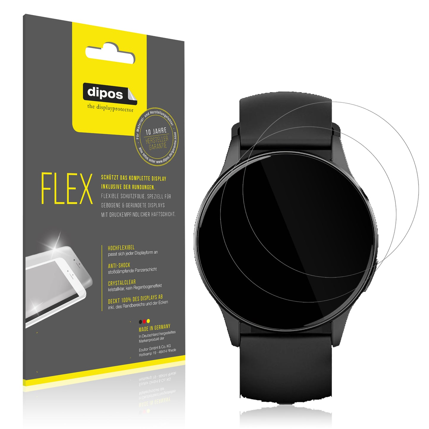 Klare Displayschutzfolie von dipos passend für 360Grad FITSmartWatch LIGHT 2 2025, 100% Displayabdeckung und blasenfreie Montage