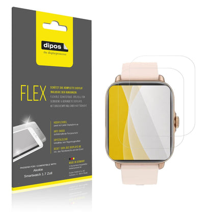 Klare Displayschutzfolie von dipos passend für Akokie Smartwatch 1.7 Zoll, 100% Displayabdeckung und blasenfreie Montage