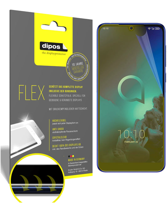 Klare Displayschutzfolie von dipos passend für Alcatel 3 (2019), 100% Displayabdeckung und blasenfreie Montage