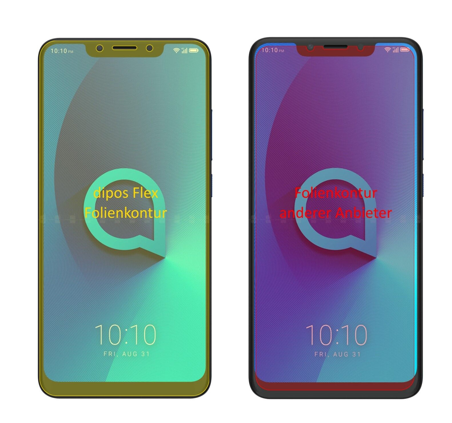 Klare Displayschutzfolie von dipos passend für Alcatel 5V, 100% Displayabdeckung und blasenfreie Montage