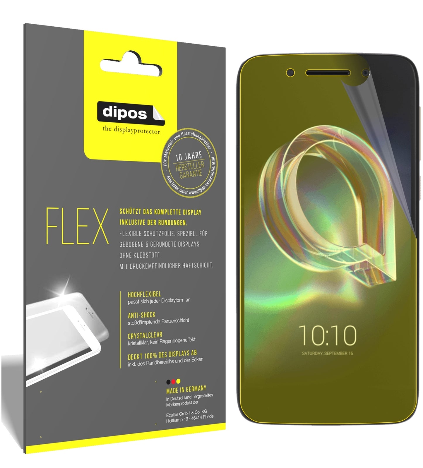 Klare Displayschutzfolie von dipos passend für Alcatel Idol 5, 100% Displayabdeckung und blasenfreie Montage
