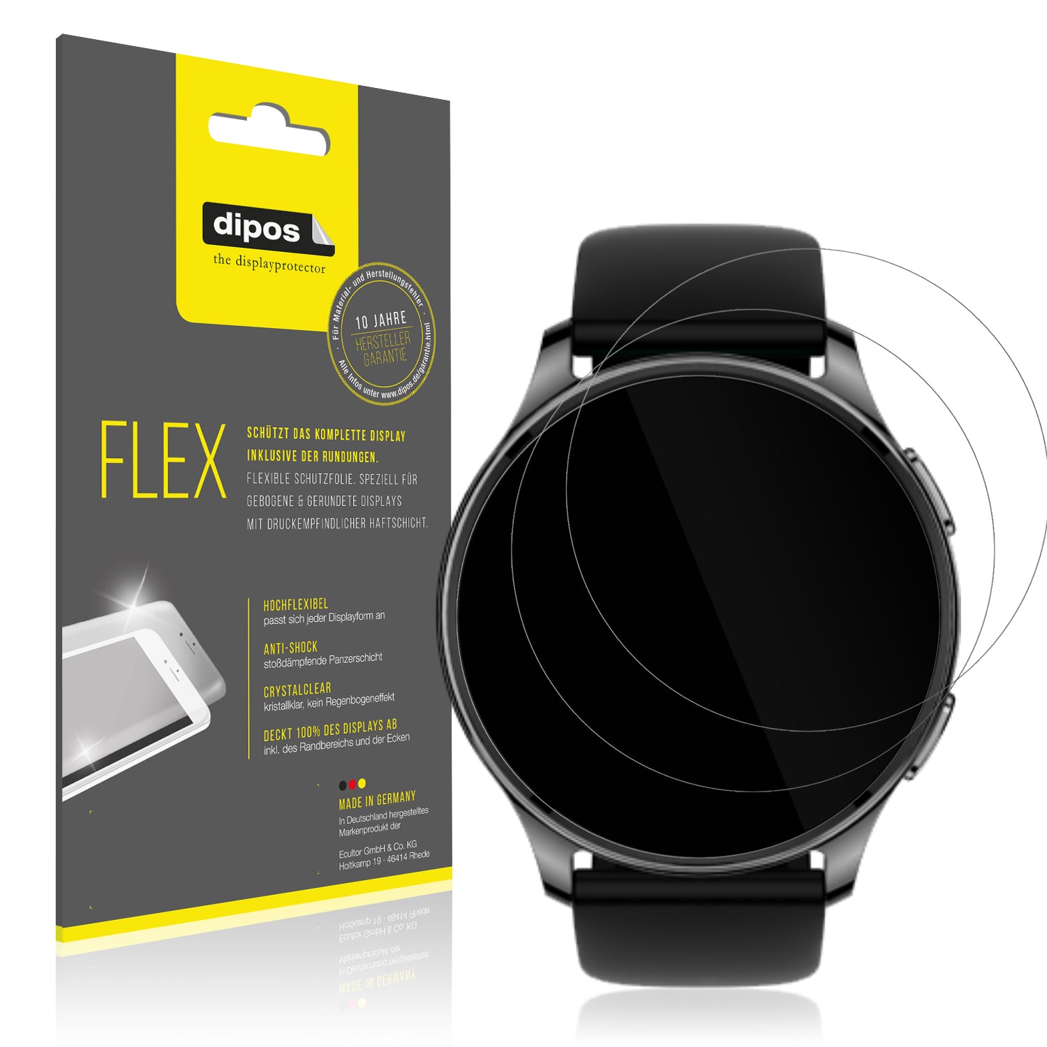 Klare Displayschutzfolie von dipos passend für Amazfit Pop 3r, 100% Displayabdeckung und blasenfreie Montage