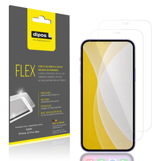 Klare Displayschutzfolie von dipos passend für Apple iPhone 12 Pro Max, 100% Displayabdeckung und blasenfreie Montage