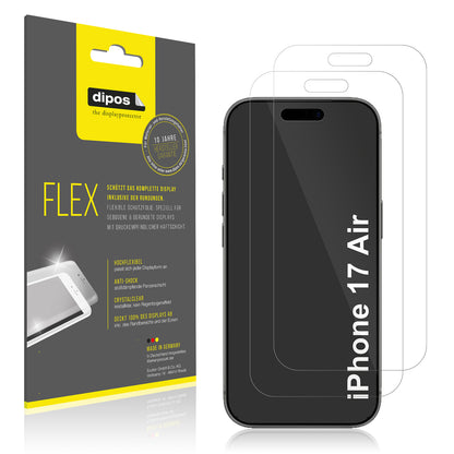 Klare Displayschutzfolie von dipos passend für Apple iPhone 17 Air, 100% Displayabdeckung und blasenfreie Montage