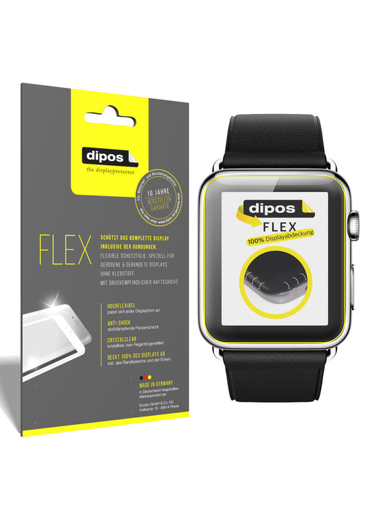 Klare Displayschutzfolie von dipos passend für Apple Watch 38mm Series 1 + 2, 100% Displayabdeckung und blasenfreie Montage
