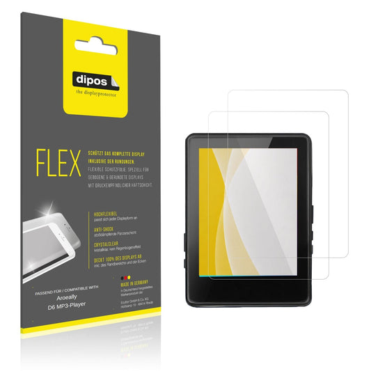 Klare Displayschutzfolie von dipos passend für Aroeally D6 MP3-Player, 100% Displayabdeckung und blasenfreie Montage
