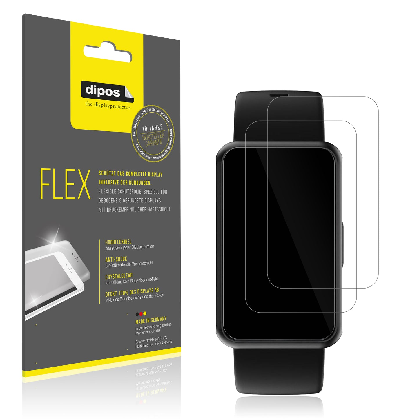 Klare Displayschutzfolie von dipos passend für Asmoda Fitnesstracker 1,47 Zoll, 100% Displayabdeckung und blasenfreie Montage