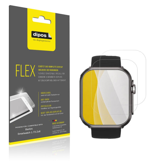 Klare Displayschutzfolie von dipos passend für Banlvs Smartwatch 1.73 Zoll, 100% Displayabdeckung und blasenfreie Montage