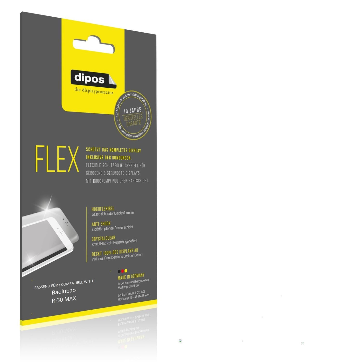 Klare Displayschutzfolie von dipos passend für Baolubao R-30 MAX, 100% Displayabdeckung und blasenfreie Montage