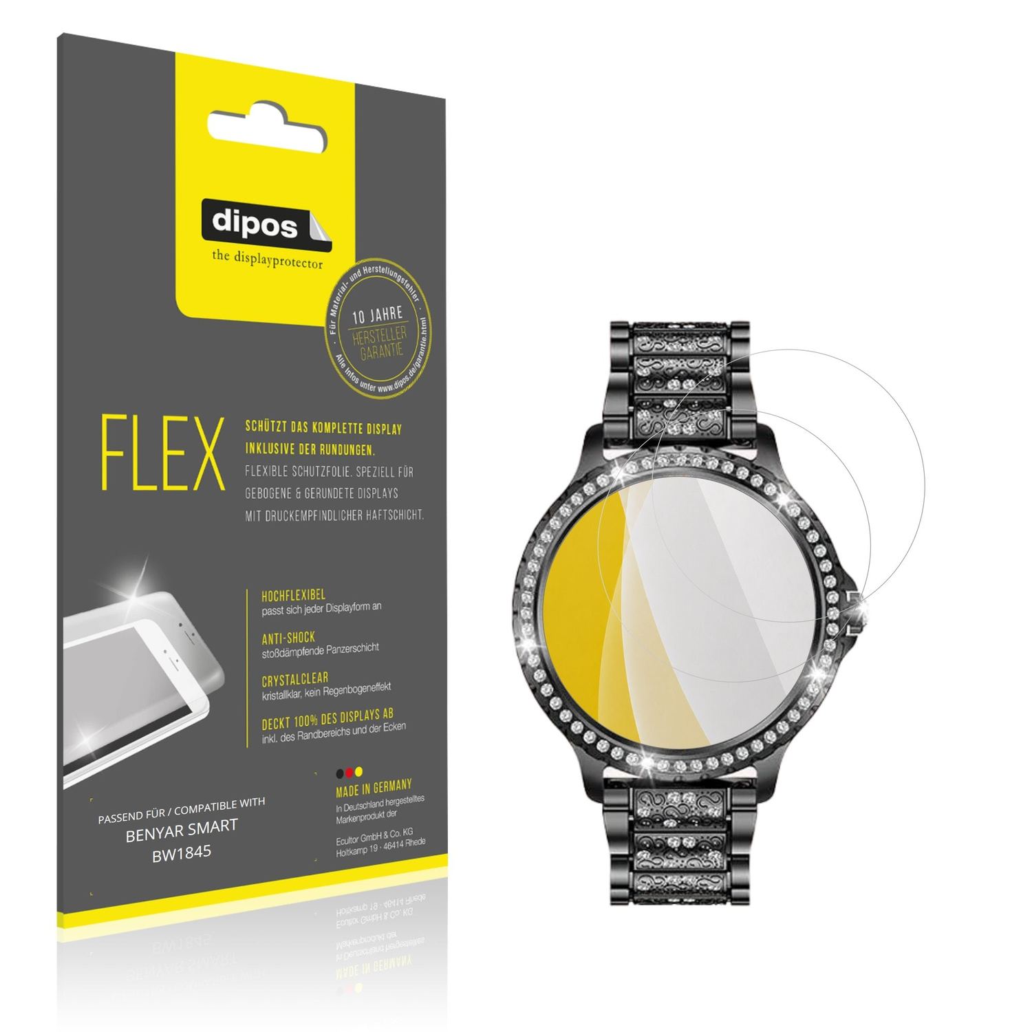 Klare Displayschutzfolie von dipos passend für BENYAR SMART BW1845, 100% Displayabdeckung und blasenfreie Montage