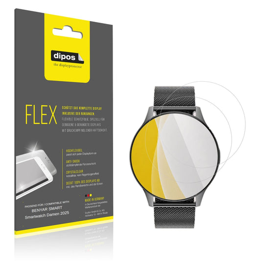 Klare Displayschutzfolie von dipos passend für BENYAR SMART Smartwatch Damen 2025, 100% Displayabdeckung und blasenfreie Montage