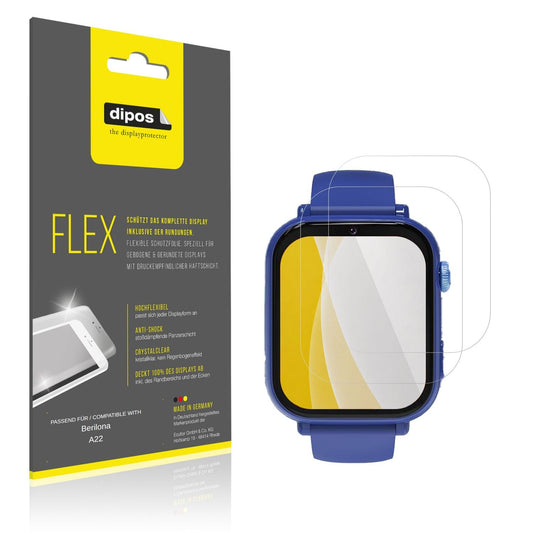 Klare Displayschutzfolie von dipos passend für Berilona A22, 100% Displayabdeckung und blasenfreie Montage