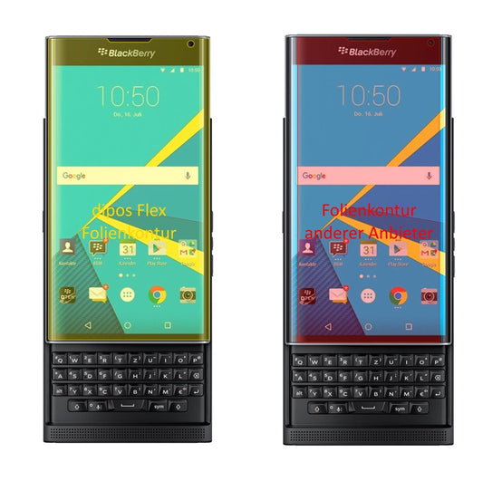 Klare Displayschutzfolie von dipos passend für Blackberry Priv, 100% Displayabdeckung und blasenfreie Montage