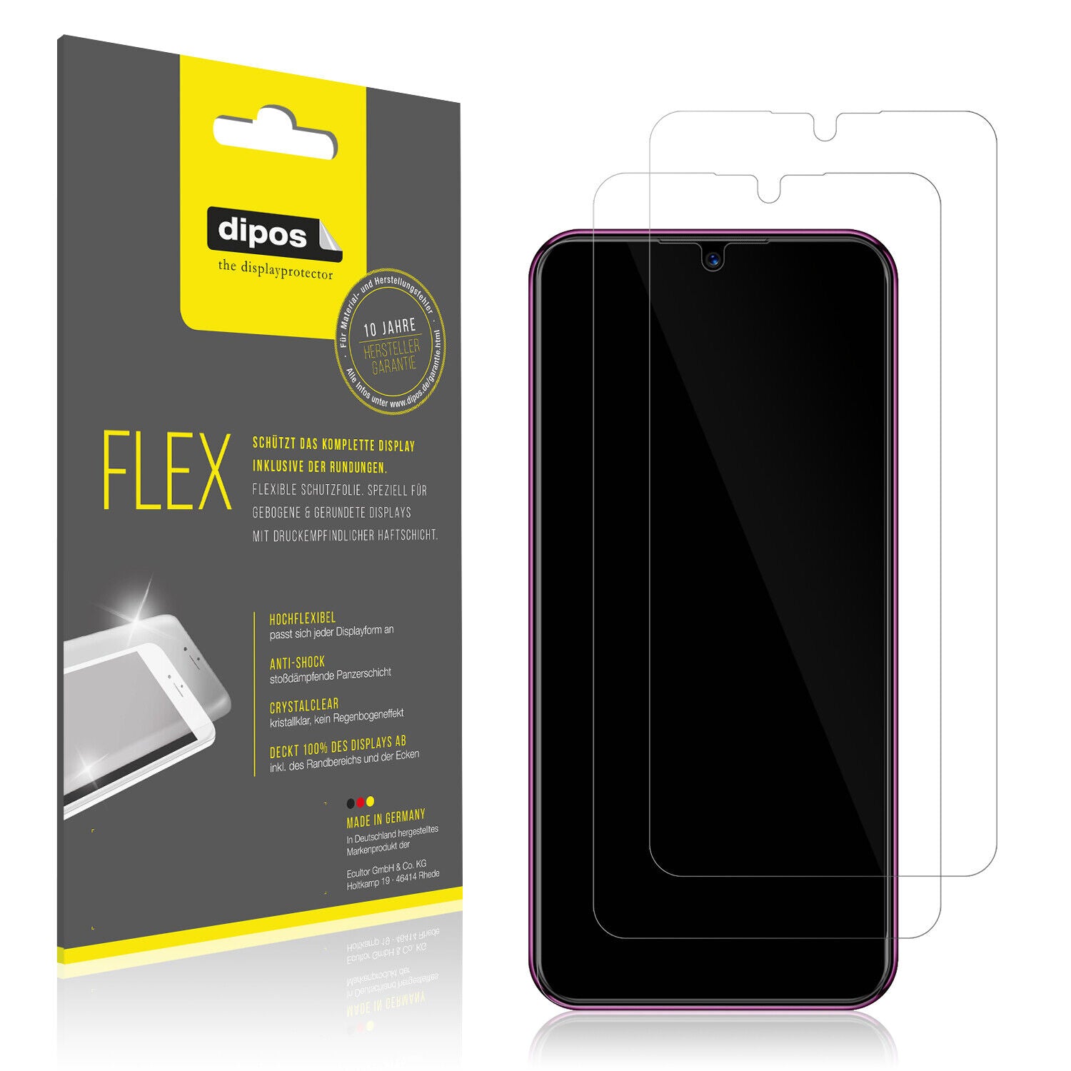 Klare Displayschutzfolie von dipos passend für BQ 6051G, 100% Displayabdeckung und blasenfreie Montage