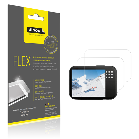 Klare Displayschutzfolie von dipos passend für Camlance Q60-M, 100% Displayabdeckung und blasenfreie Montage