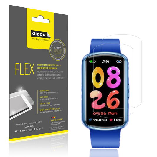 Klare Displayschutzfolie von dipos passend für Cantaos Kids Smartwatch 1.47 Zoll, 100% Displayabdeckung und blasenfreie Montage