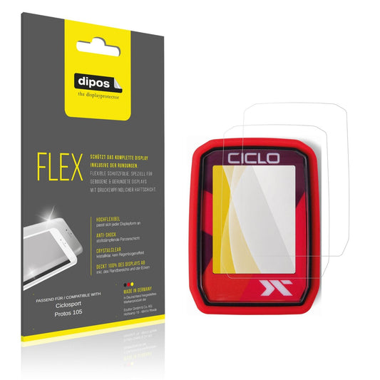 Klare Displayschutzfolie von dipos passend für Ciclosport Protos 105, 100% Displayabdeckung und blasenfreie Montage