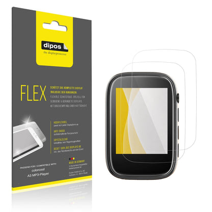 Klare Displayschutzfolie von dipos passend für colorcool A3 MP3-Player, 100% Displayabdeckung und blasenfreie Montage