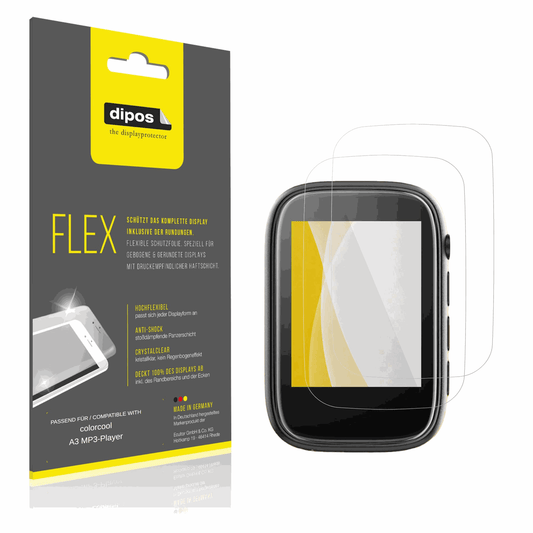 Klare Displayschutzfolie von dipos passend für colorcool A3 MP3-Player, 100% Displayabdeckung und blasenfreie Montage