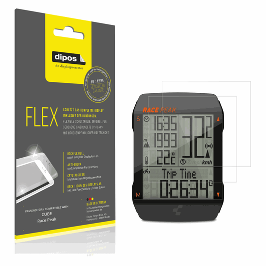 Klare Displayschutzfolie von dipos passend für CUBE Race Peak, 100% Displayabdeckung und blasenfreie Montage