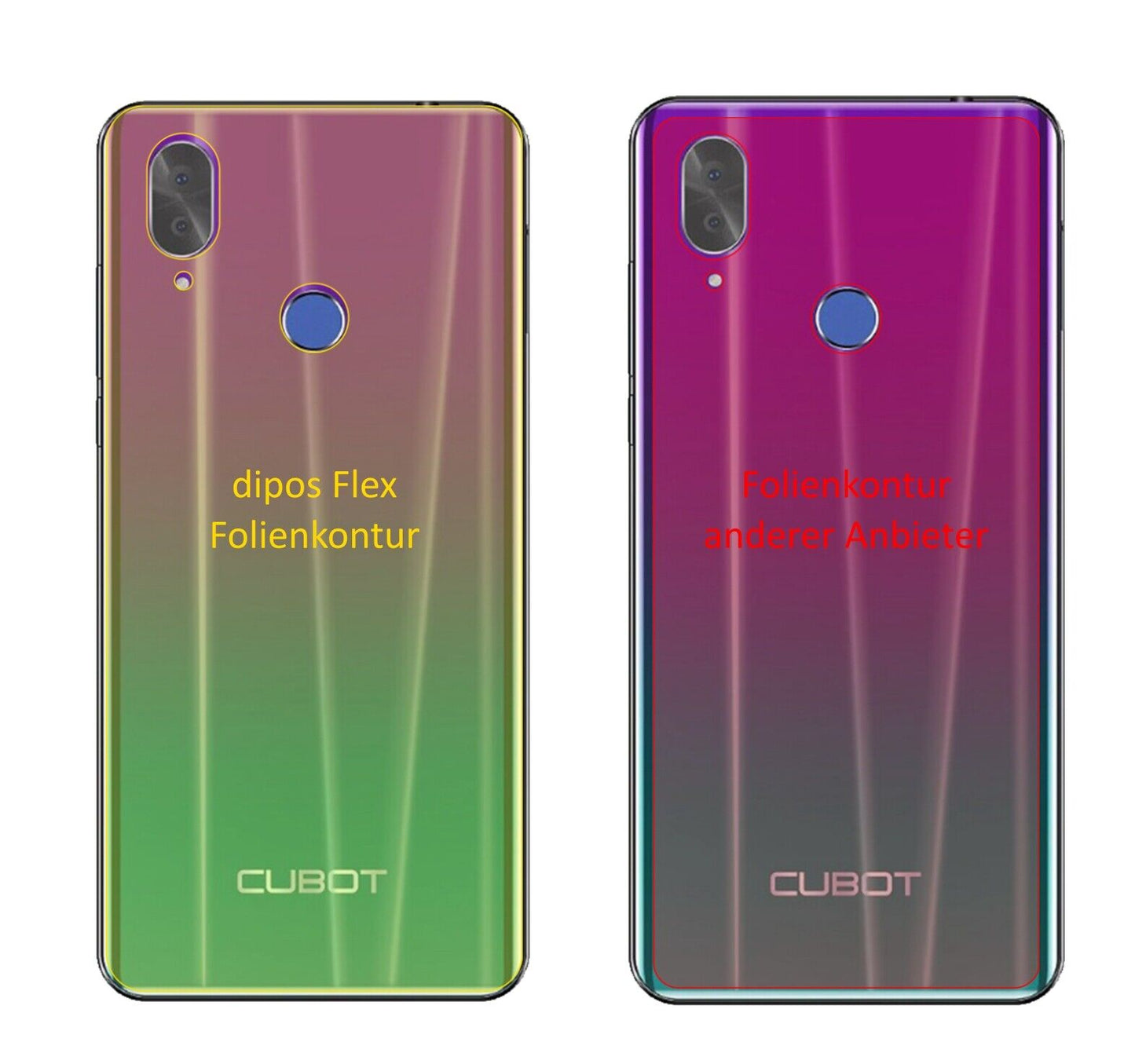 Klare Displayschutzfolie von dipos passend für Cubot X19 Rückseite, 100% Displayabdeckung und blasenfreie Montage