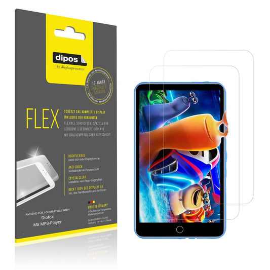 Klare Displayschutzfolie von dipos passend für Diofox M8 MP3-Player, 100% Displayabdeckung und blasenfreie Montage
