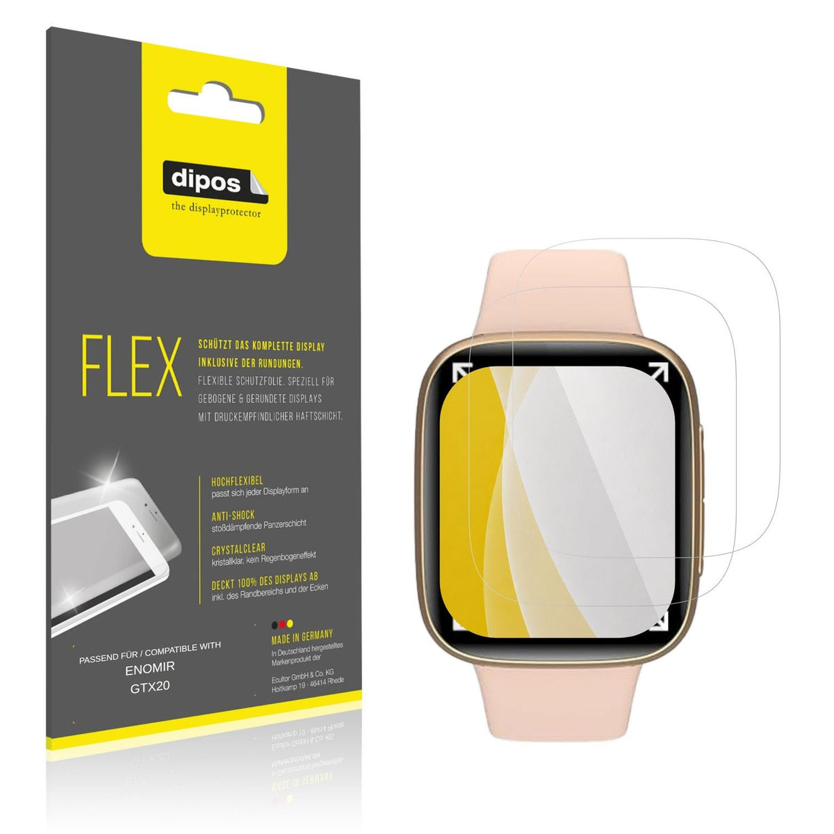 Klare Displayschutzfolie von dipos passend für ENOMIR GTX20, 100% Displayabdeckung und blasenfreie Montage