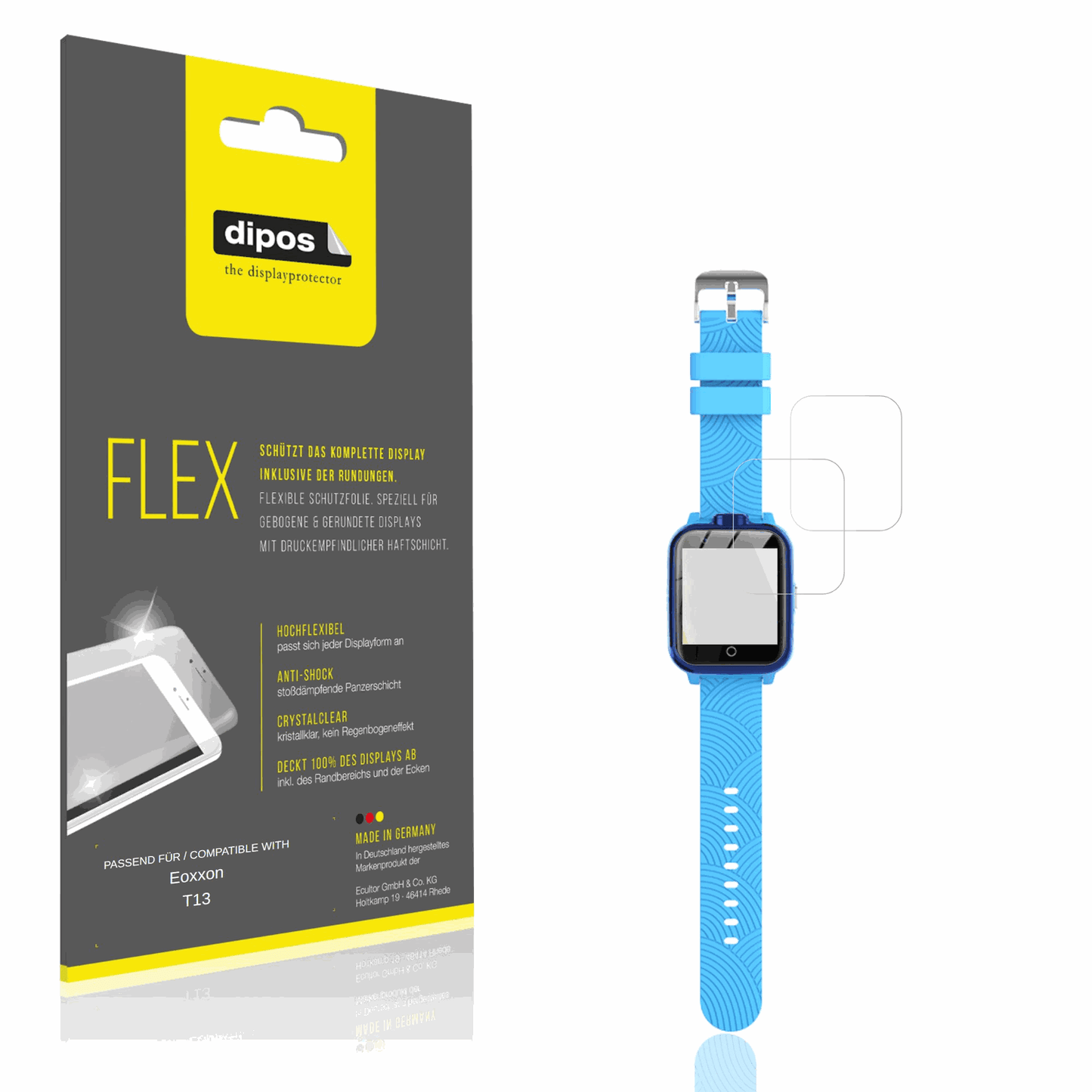 Klare Displayschutzfolie von dipos passend für Eoxxon T13, 100% Displayabdeckung und blasenfreie Montage