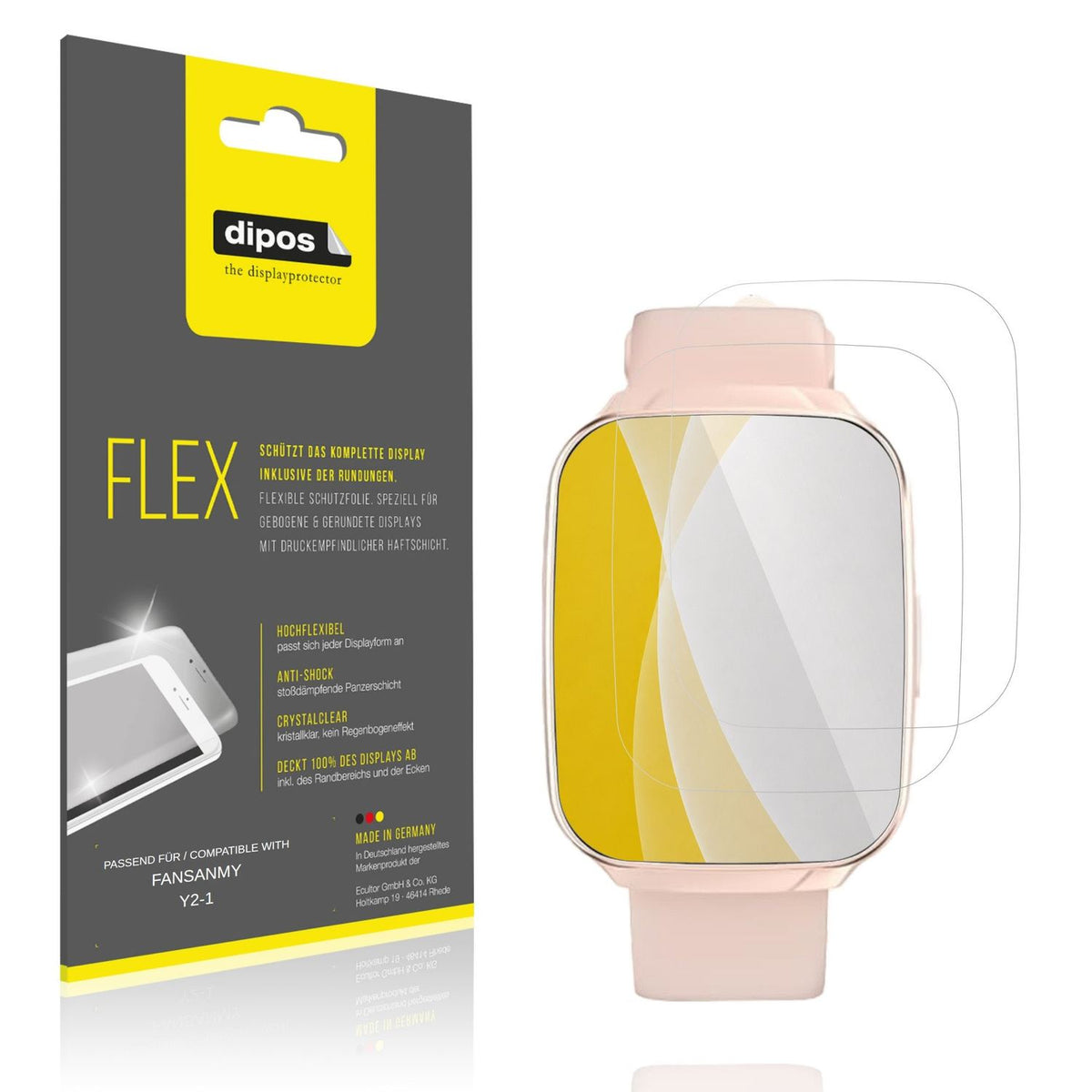 Klare Displayschutzfolie von dipos passend für FANSANMY Y2-1, 100% Displayabdeckung und blasenfreie Montage