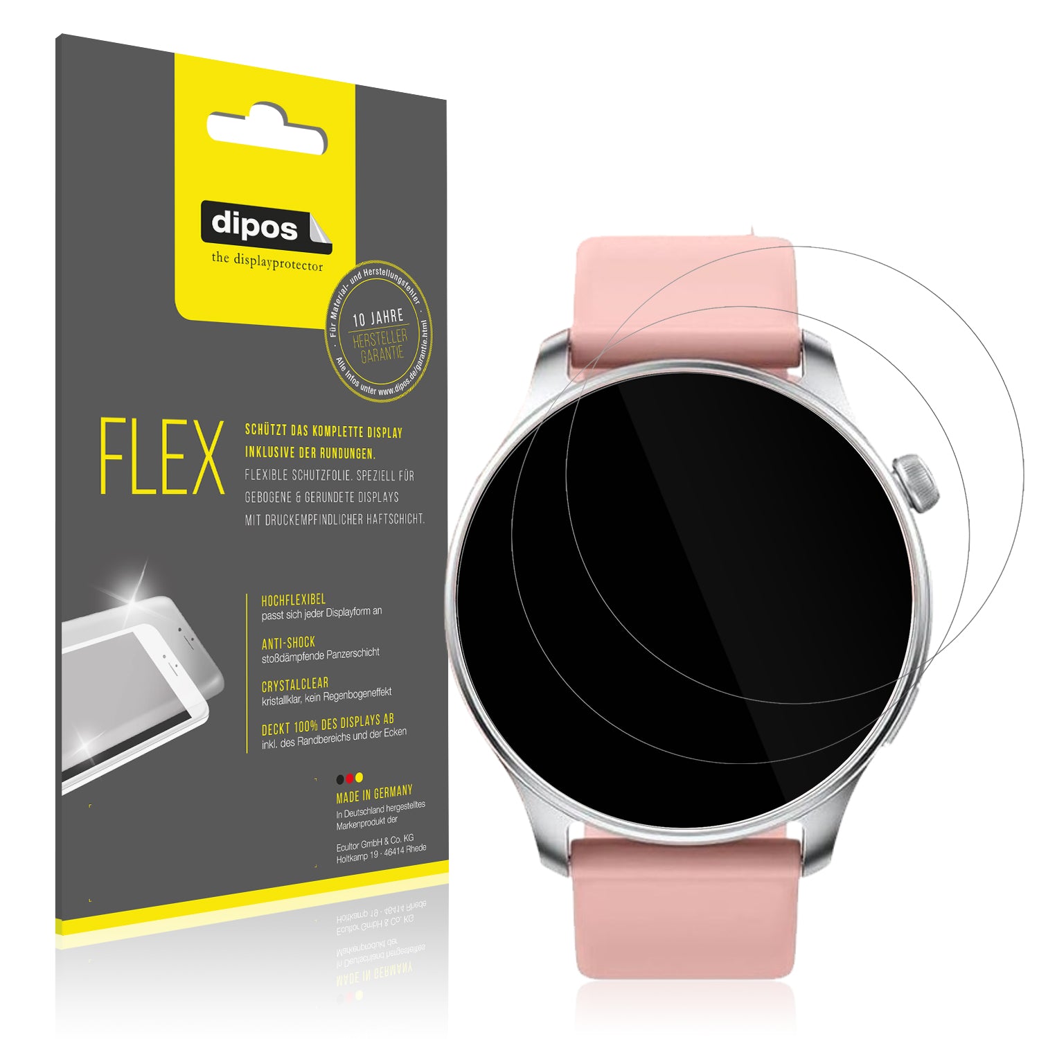Klare Displayschutzfolie von dipos passend für Fempoin T10 Pro 1.43 Zoll, 100% Displayabdeckung und blasenfreie Montage